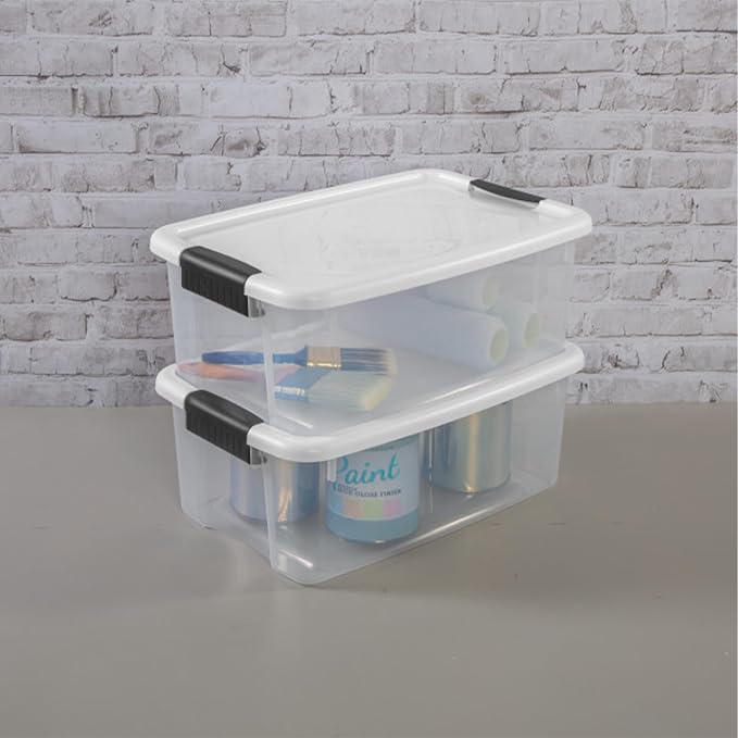 Sterilite Ultra Latch Box with Lids for Home and Office, 18 Quart, 18-Pack | Heavy-Duty and Stackable Plastic Containers with Latches for Closet, Cabinet, Bedroom, Bathroom and Dorm Room Organization