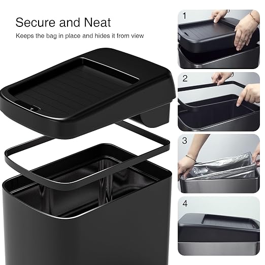 Stainless Steel Touchless Kitchen Trash Can with Motion Sensor, 8-Gallon | Roll-Top Lid, Adjustable Sensing Distance, Odor Sealing, Auto-Close in 5 Sec, Hands-Free Operation