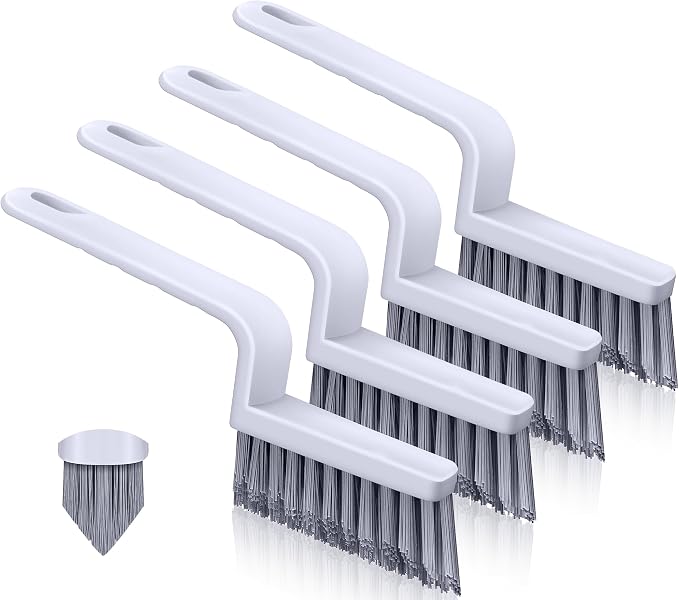 Lumkew Grout Brush Cleaning, 4 Pcs Grout Cleaner Scrubber for Tile Floors | Hard Bristle, Bathroom Cleaning Brushes, For Scrub Shower Tile Grout