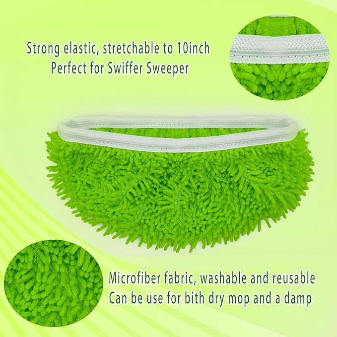 4PCS Reusable Microfiber Mop Pads for Swiffer Sweeper(Mop not Include) | Washable Refills Pads for Wet & Dry Sweeping Cloths Mop Head Replacement for Household Cleaning