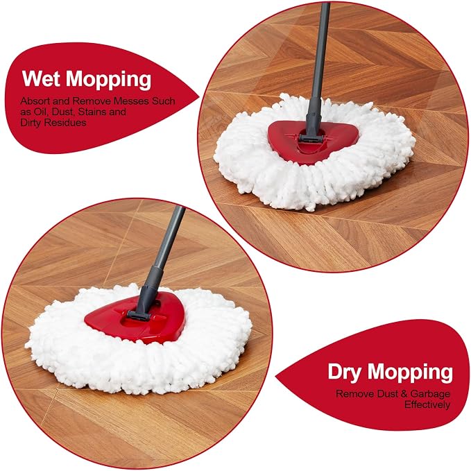 [3 Pack] Mop Replace Heads, Mop Refill Heads Replacements Compatible with O Cedar Spin Mop 1-Tank System- Easy to Replace, Microfiber, Machine Washable