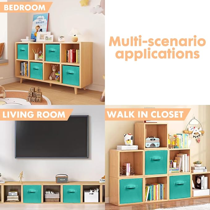 ShellKingdom Storage Bins, Foldable Fabric Storage Cubes And Cloth Storage | Storage Organizer For Closet And Toys, 10.5x10.5x11 INCH, 6 Pack (Forest Green)
