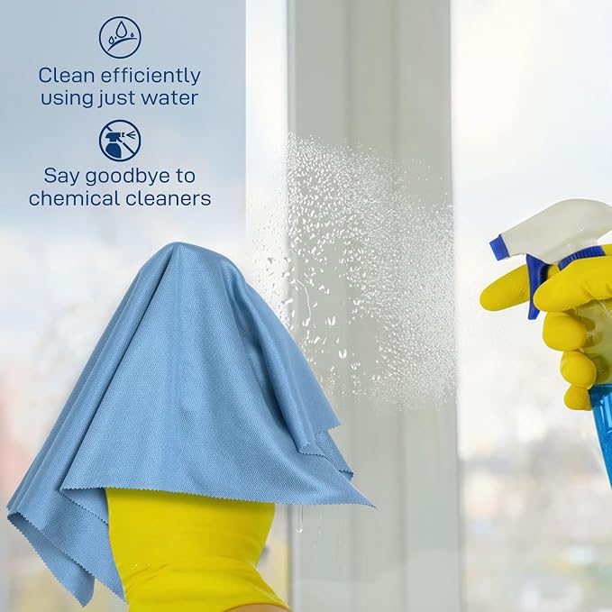 Microfiber Cleaning Cloths Glass Cleaner: 8 Packs 18X18 Window Cleaner Kit Wine Glasses Polishing Cloth Lint Free Washable Reusable Quickly Clean Mirro Screen Stainless Steel Windshield (01 Gray)