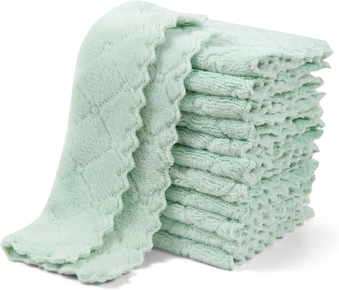 UMANI 12 Pack Microfiber Cleaning Cloths Reusable Textured Cleaning Rags | 10 x 6 Inch, Soft Absorbent Quick-Dry Cloths for Kitchen, Bathroom, Countertop and Household Cleaning