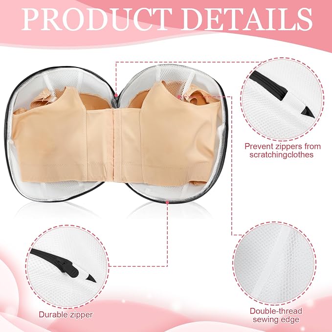Shappy 6 Pcs Bra Washing Bag for Laundry Storage Women 11.81 Inch Black | Mesh Wash Lingerie, Zipper Design, Guard Bras Deforming Tearing, Reduce Colors Bleeding, Packing Trip, Comfortable Portable