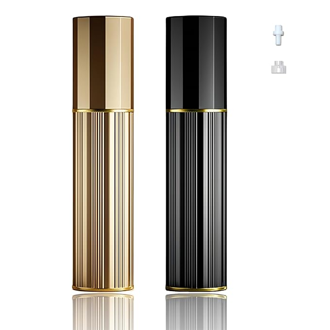 Perfume Travel Refillable Bottle Cologne Portable Atomizer Fragrance Scent Sprayer Pump Fill from Bottom Mini Pocket Size 5ml for Travel Essentials & Best Gift (Gold+Black)