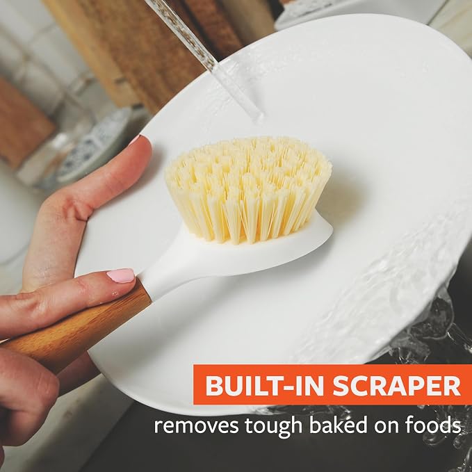 Full Circle Daily Dish Brush, Bamboo Handle Dish Brush for Kitchen | A sustainable, natural scrubber with tough bristles—cuts through grease on nonstick pans & cast iron.
