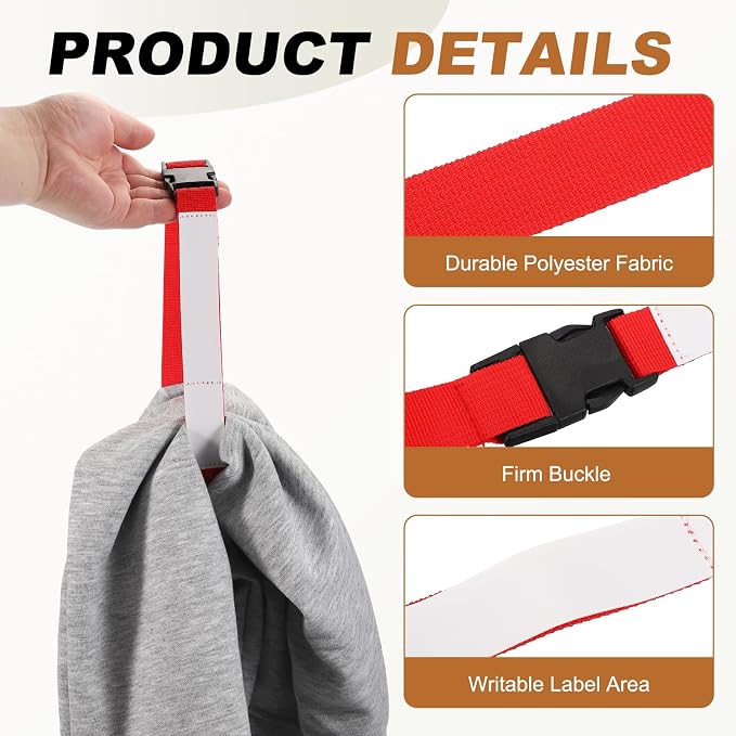 uxcell 4 Pcs Laundry Strap with Buckle, Multipurpose Laundry Strap Replacement Wash Care Utility Household Cleaning Loop Athletics Accessories Tools Storage, Gray/Dark Blue/Orange/Red