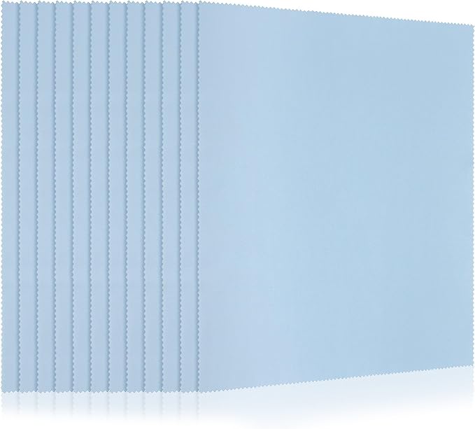 Frienda 12 Pack Microfiber Cleaning Cloth,Blue | 12x12 Inch Large for Eyeglasses Screen Lens, Reusable Washable, Streak-free Lint-free, Cameras Phones Tablets Monitors