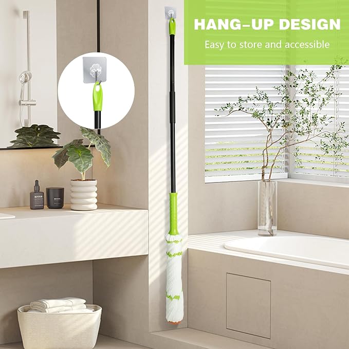 Self-Wringing Twist Mop,57" Long Handle, House Accessories,Green | Microfiber Floor Mop, Wet Mopping,House Accessories for Home,for Tile,Hardwood,Kitchen,Bathroom,Patio,Garage,Household Clean
