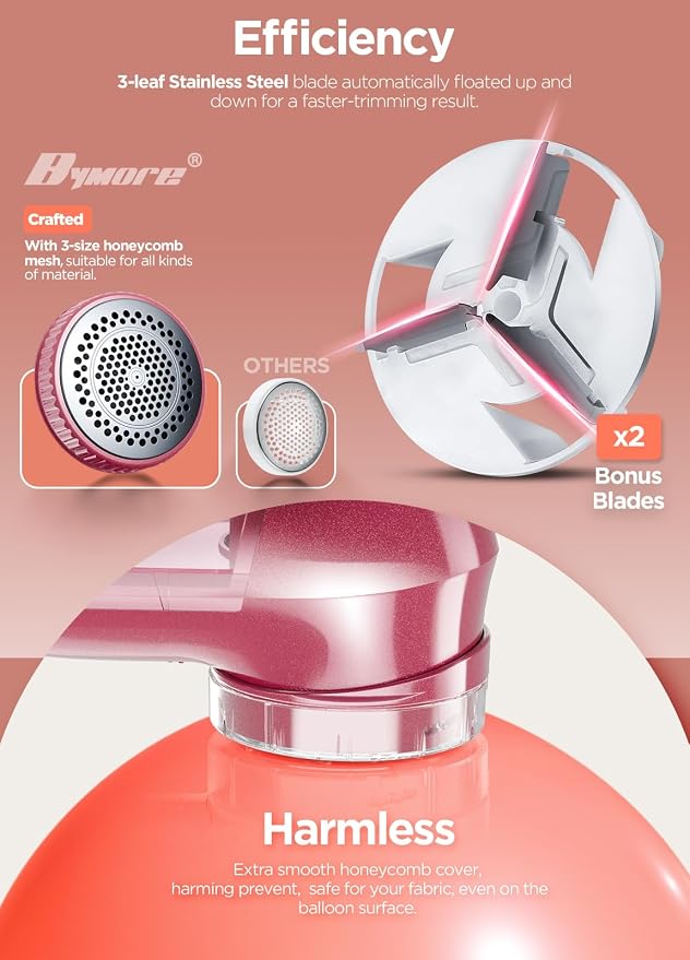 Bymore Fabric Shaver, Lint Shaver, Sweater Shaver for Clothes, Bright Red | Compact one-button design refreshes clothes quickly and fits easily in a bag for home, office or travel