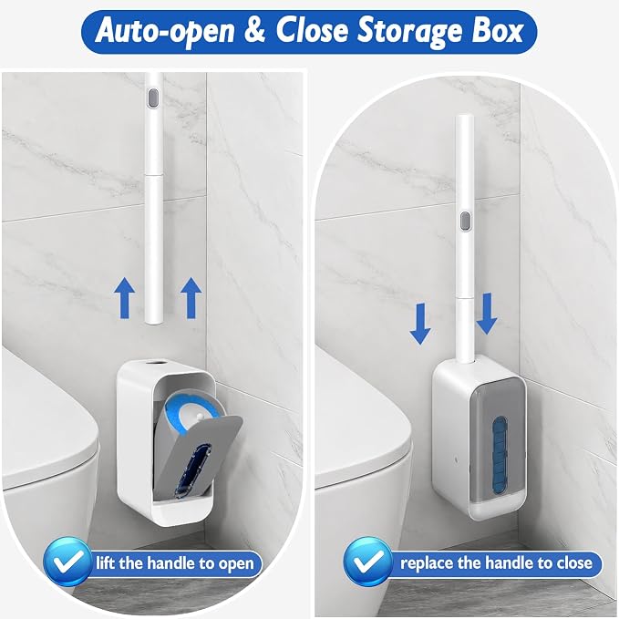 Disposable Toilet Brush-Toilet Bowl Cleaner Wand with 48 Refills | Wall Mounted Brush and Holder , Touch-Free for Deep Cleaning Bathroom