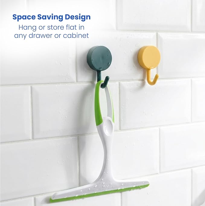 Middleofthemap Shower Squeegee - Flexible Silicone Blade, Lightweight Plastic Handle, Easy Hanging Hook, Attractive Colors, Perfect for Glass Doors, Windows, Tiles, and Mirrors 9.5" (2)