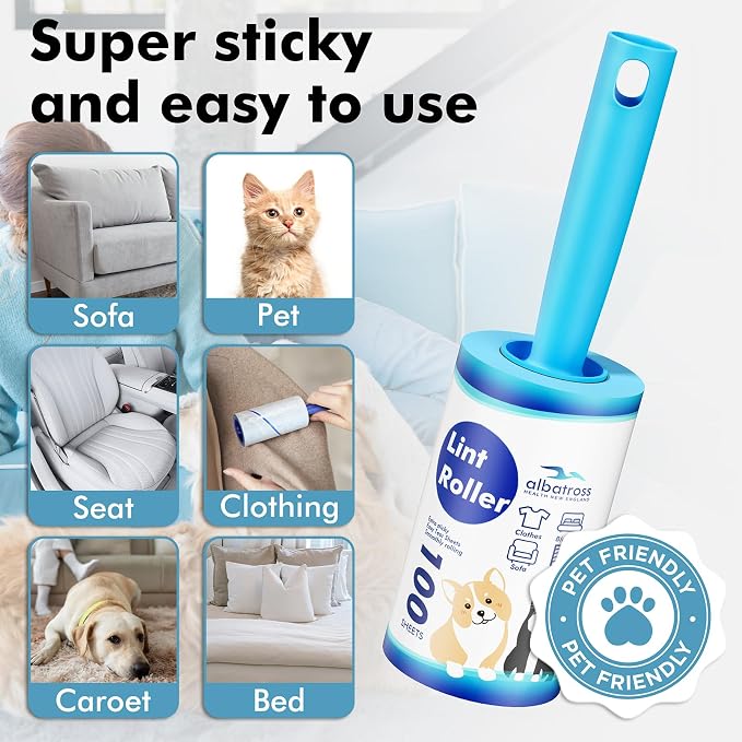 Lint Rollers for Pet Hair Extra Sticky, 600 Sheets Mega Value Set Lint Rollers for Pet Hair Removal, Dog and Cat Lint Remover for Clothes, Furniture, Carpet