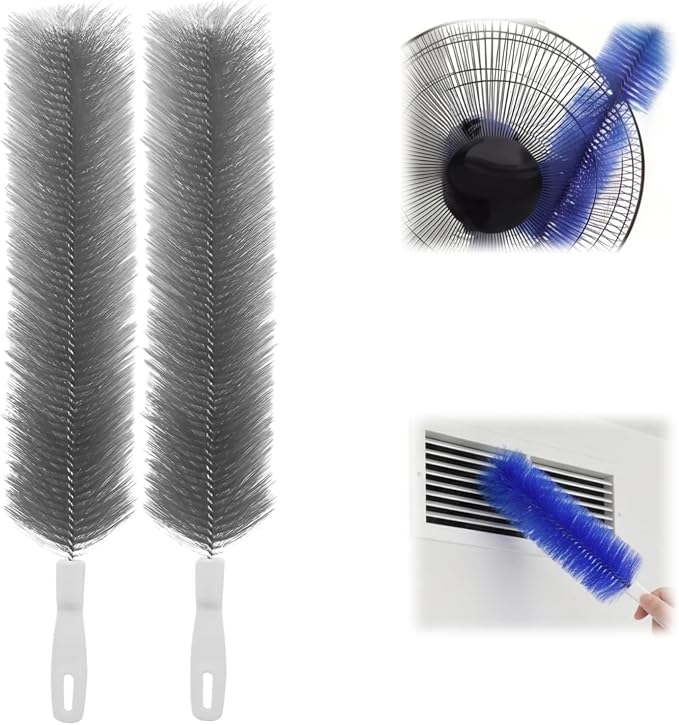 Bendable Microfiber Head, 2026 New Fan Cleaner Brush Reusable Dust Remover Washable ldeal for Electric Fans, Air Conditioning, Home, Curtain, Car Vents (Grey 2pcs)
