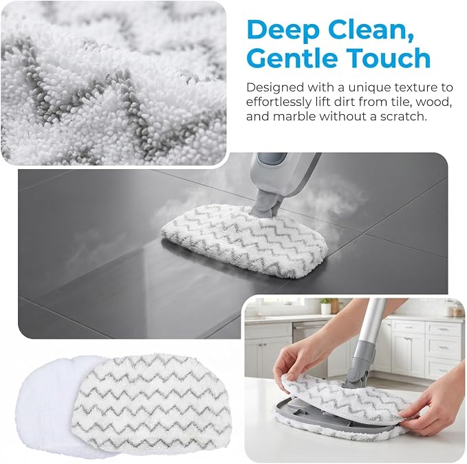 ULTECHNOVO Steam Mop Covers Replacement Reusable Washable Steam Mop Pad for 1940/1440 Water Absorbent Cleaning Cloth Cover for Tile Marble Hardwood Floors 11.81 X 7.08 X 0.78 in 1 Pack