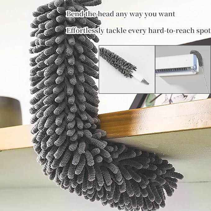 20FT Long Duster for High Ceilings, 3.4-14FT Cobweb Duster with Extension Pole, High Reach Duster Kit with Washable Head for Cleaning Ceiling Fans, Ceilings, Cobwebs