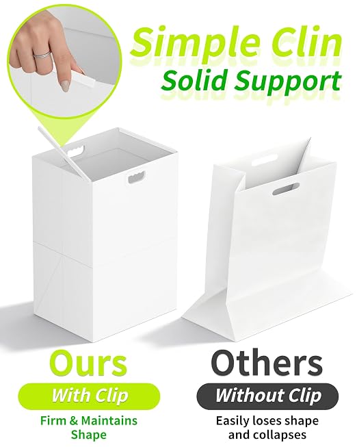 Kaiferty 13 Gallon Disposable Trash Cans for Parties, 4 Pack Extra Large Collapsible Pop Up Trash Can with Handles, Portable Cardboard Garbage Can & Recycling Bin for Party Kitchen Camping, White