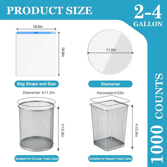 Charmount Small Trash Bags 4 Gallon-1000 Count Drawstring Mini Garbage Bags | Plastic Trash Can Liners for Bathroom Accessories, Bedroom, Dorm Room Essentials, Office