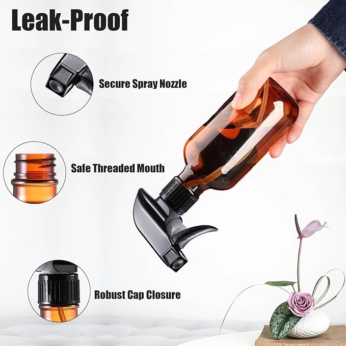 Spray Bottles 2 Pack 10 oz Refillable Plastic Squirt Bottle for Liquid | Fine Mist Water Spray Bottle with Adjustable Stream Nozzle BPA-free Spray Bottle for Hair, Plant, Cleaning, Pet Training