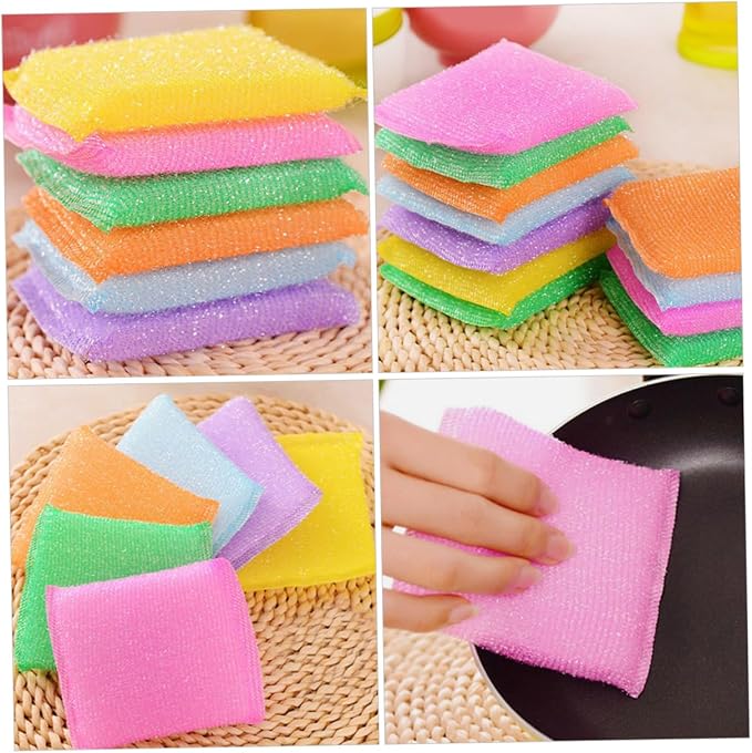 20pcs Non Scratch Dish Scrubbing Pads Kitchen Sponges for Washing Dishes Soft and Sponge Material Powerful Stain Removal Scratch Scourers for Utensils and Hard Random Color