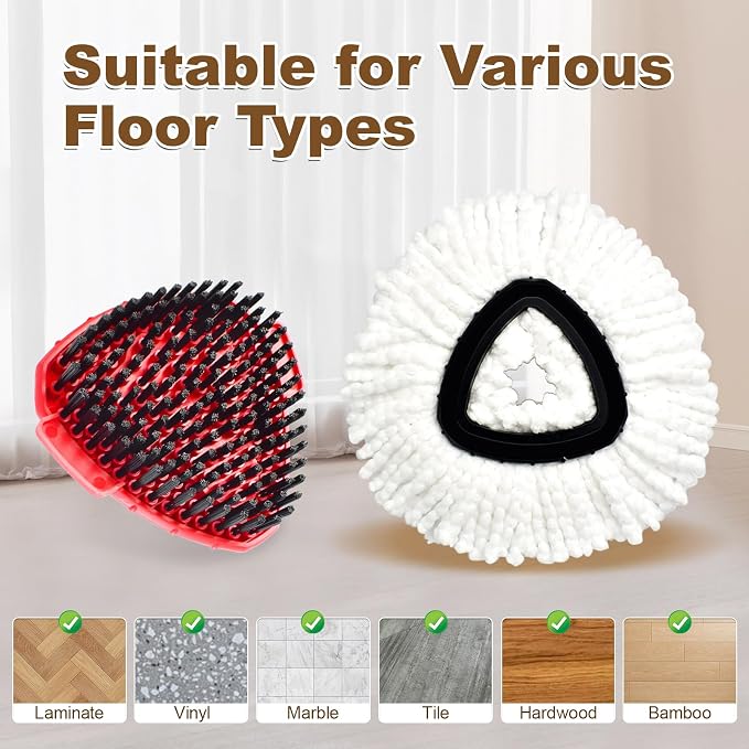 7 Pack Mop Heads Replacements for O Cedar, MOp Replace Heads for EasyWring 1 Tank,Includes 4 Microfiber Spin Mops Refills,2 Upgrade Scrubber Brushes and 1 Base for Deep Cleaning Machine Washable