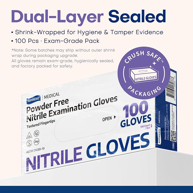 Medical Soft Max Nitrile Disposable Gloves Powder-Free, Violet 100 | Soft Stretch Fit • Powder-Free • Latex-Free • Examination • Cooking • Cleaning • Food Prep • Labotoray • Blue Violet • 100 Ct