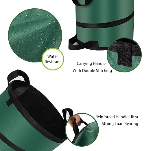 27 Gallons Pop Up Outdoor Camping Trash Can Recycle Bin Leaf Bags | Collapsible Outdoor Garbage Can, Durable 600D Waterproof Oxford Fabric Made Reusable Yard Waste Bag Lawn Bags(18x24In)