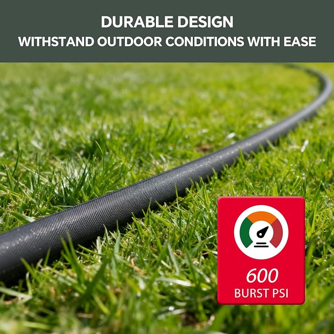 Garden Hose 25ft, Ultra-Light & Flexible Water Hose, Gray | Made of TPU(Not PVC) Hose, Non-Shrinking, Easy to Store, Drinking Water Safe Material, All-weather Use