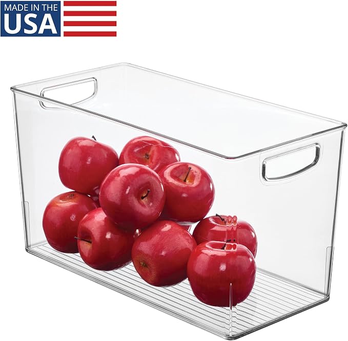 iDesign Pantry Bin with Handles, Clear | Kitchen Storage, For Cabinets, For Pantry, For Fridge