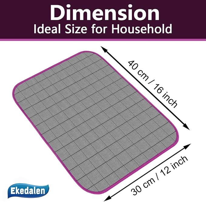 Microfiber Cleaning Cloth Lint Free Glass Polish, Purple-Dark Grey | 400GSM Carbon Fiber Cloth for Glass Window Mirror Kitchen, Streak Free, Auto Detailing Easy Clean, 16 x12 in, 6 Pcak