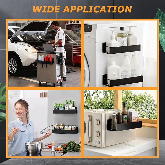 2 Pcs Magnetic Spray Can Holder with Hooks, Magnet Toolbox Holder, Wall Mounted Spray Bottle Rack, Paint Can Organizer, Tool Box Storage Rack for Garage, Mechanic, Workshop and Home
