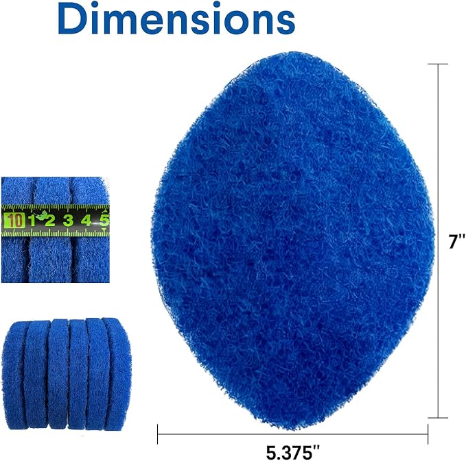 6 Pack – Non-Scratch Replacement Pads for Tub & Tile Scrubber,Durable Blue Brush Heads,Shower Scrubber Refill Pads Compatible – for Bathroom & Toilet Wall Floor Cleaning（Blue）