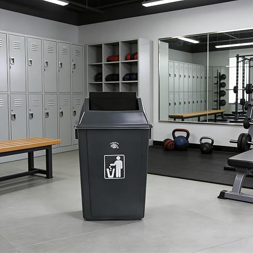 13 Gallon Swing Top Trash Can, 4-Pack Recycling Waste Bin | Large Recycle Bin with Swing Lid, Space-Saving Slim Design for Home, Dorm, Office, Durable Plastic, Gray