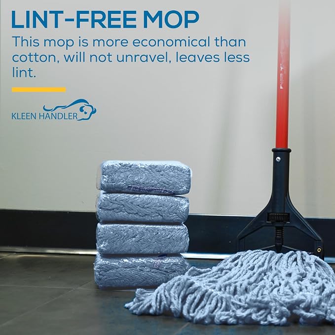 KLEEN HANDLER Heavy Duty Commercial Loop End Mop Head Replacement, 1 Pack | Wet Industrial Cotton Looped-End String Mop Head Refill with Universal Headband for General Floor Cleaning