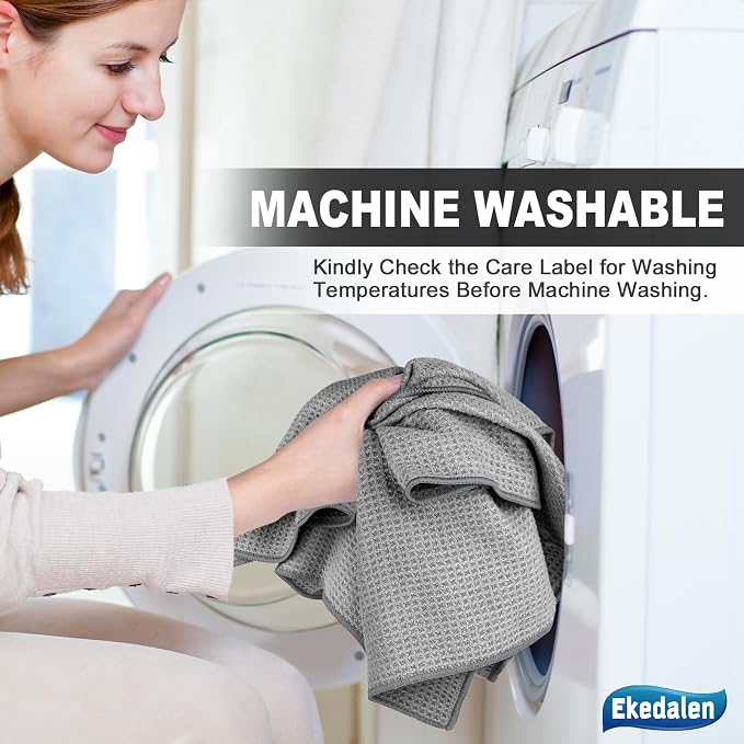 Microfiber Cleaning Cloth Lint Free Glass Polish, Grey | Waffle Weave Kitchen Towels, Quick Dry, Streak Free, Dust Rags for Household, 12 x12 in, 6 Pcak