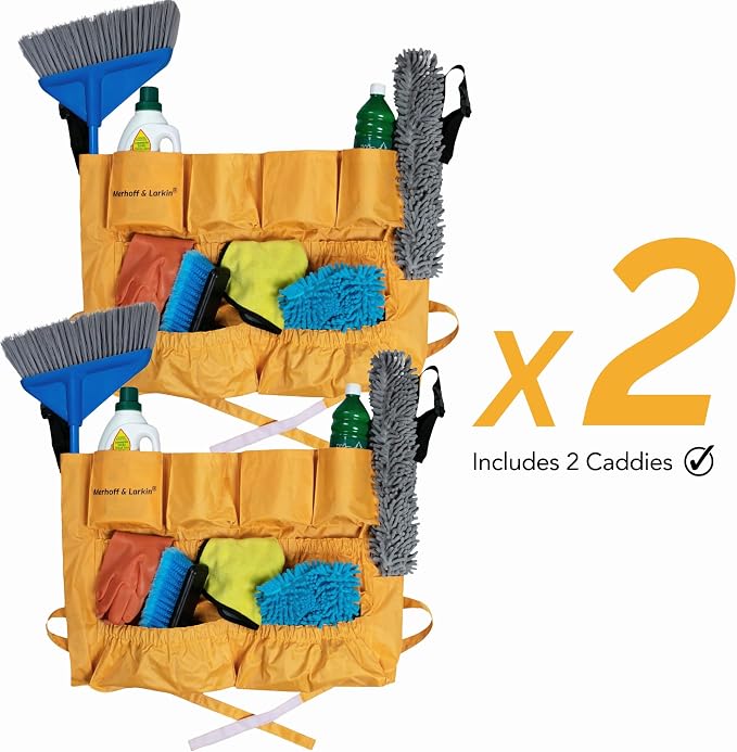 Trash Can Caddy Bag | 2 Pack | Fits 32-55 Gallon Bin | Cleaning Organizer | Trash Can Caddy Bag | Fits 32-55 Gallon Can | Brute & Uline Compatible | Heavy Duty Vinyl | Cleaning Caddy Organizer(2 Pack)