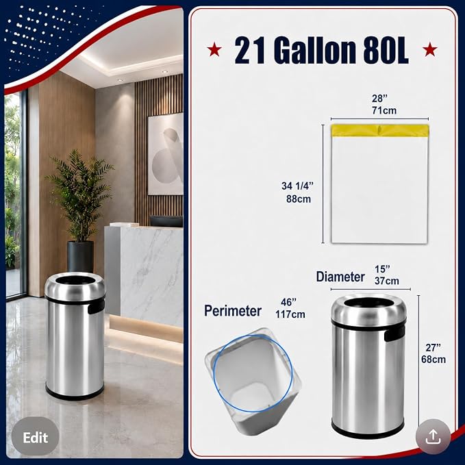 21 Gallon 120 Count Kitchen Drawstring Trash Bags, Coreless Roll | Big Tall heavy duty Drawstring Garbage Bags, Tear-Resistant Unscented for Kitchen & Household & Office.