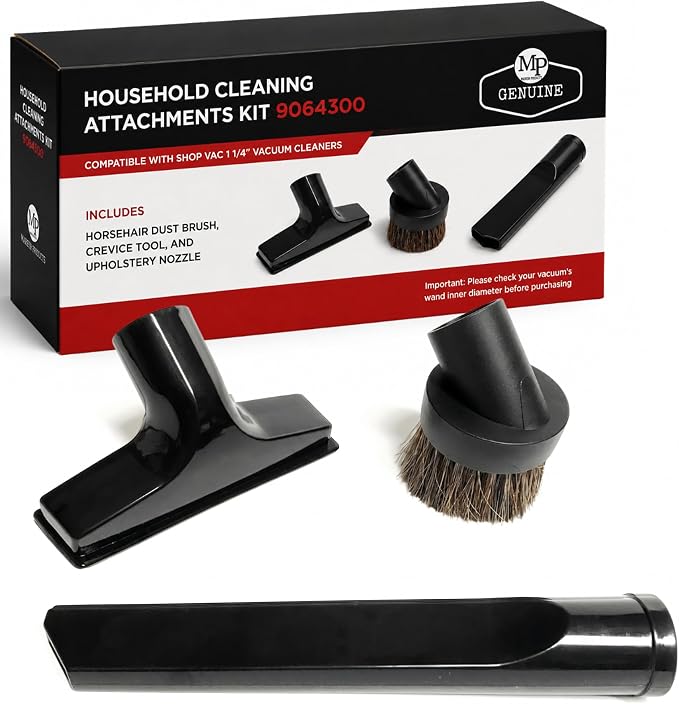 MP Maresh Products Household Cleaning Attachments - Dust Cleaner, 9064300 | Compatible with 1 1/4 Shop Vac Attachments, Includes Dust Brush, Crevice Tool & Upholstery Nozzle, Household Vacuum Cleaners