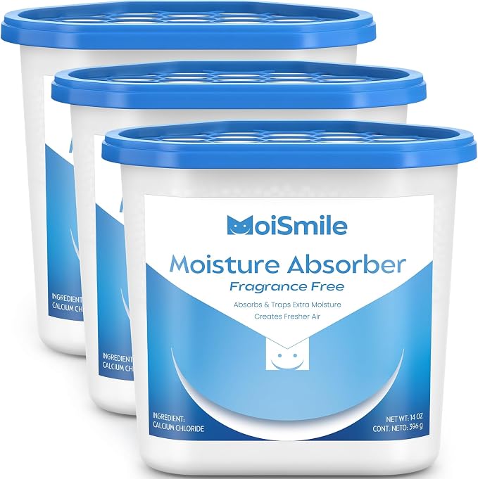 Large Moisture Absorber Buckets, 14 oz Each, Fragrance Free, 3 Pack | 14 oz Net Fill Per Bucket; Visible Water Collection; Up to 90 Days; No Added Fragrance for Bathrooms and Closets