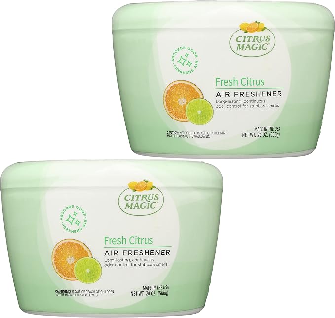 Citrus Magic Solid Air Fresheners, Fresh Citrus, 20 Ounce, Pack of 2 | Odor Absorbing, Passive Diffusion, Odor Elimination Up to 12 Weeks Each, Ideal for Home