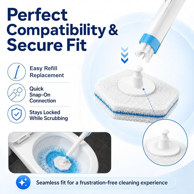 Msvvko Toilet Wand, Disposable Toilet Brush and Holder Set, 30 Refills | Toilet Cleaning System with Storage Holder, Durable Wand & Disposable Heads for Rich Foam Cleaning of Toilets, Sinks & Glass