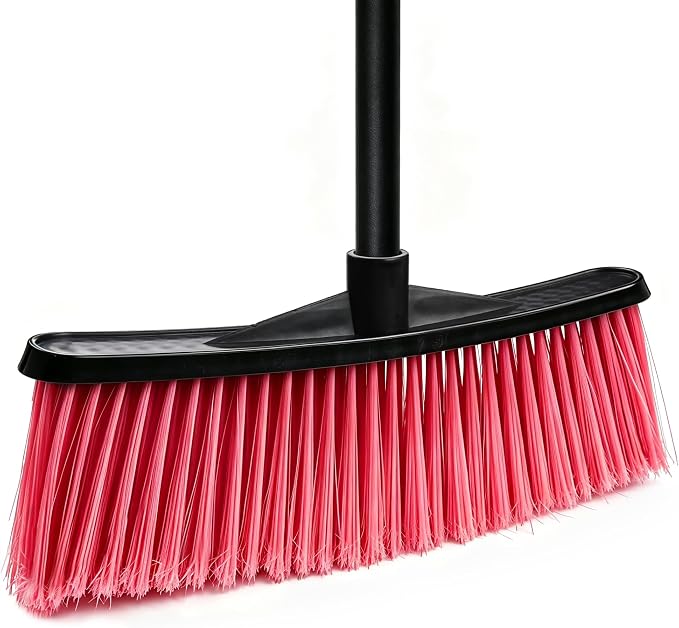 Outdoor Broom for Cleaning Floor | Outside Brooms, Heavy Duty Outdoor Broom for Cleaning Garages, Terraces, and Porches, etc.(Red)
