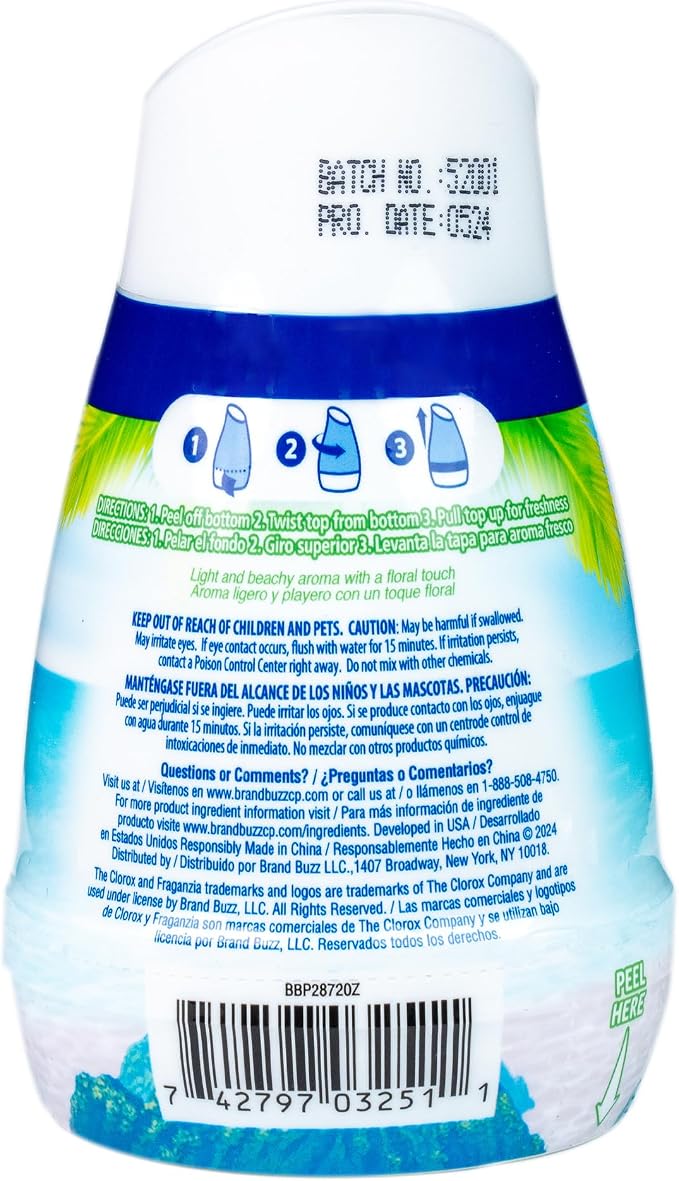 Clorox Fraganzia Gel Air Freshener Cone, Island Orchid Scent - No-Plug, Battery-Free Air Freshener for Small Rooms, Closets, Kitchens, Bathrooms, Offices and More, 6 Ounce - 12 Pack | Gel cone, no-plug battery-free, small rooms closets kitchens and bat...