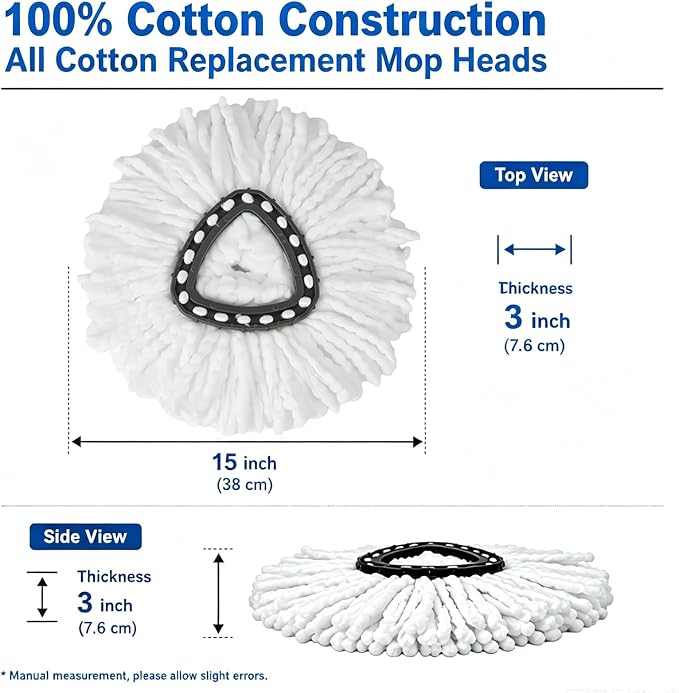 10 Pack Spin Mop Replacement Heads,100% Microfiber Mop Head,Deep Cleaning | Mop Heads Replacements Compatible with Cedar,360°Mop Replace Head for Floor Cleaning,Machine Washable & No Shedding