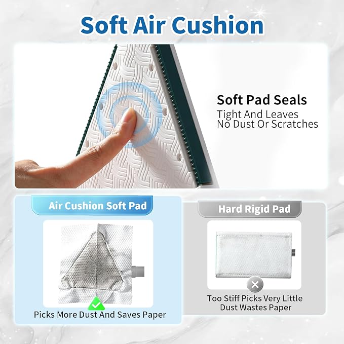 Small Mini Snap Grip Clamp Triangular Dust Mop, One-Click Cloth Change | Disposable Sweeper Mop Compatible with Swiffer Pads, Includes 2 Reusable Cloths for Hardwood, Tile & Small Space Cleaning
