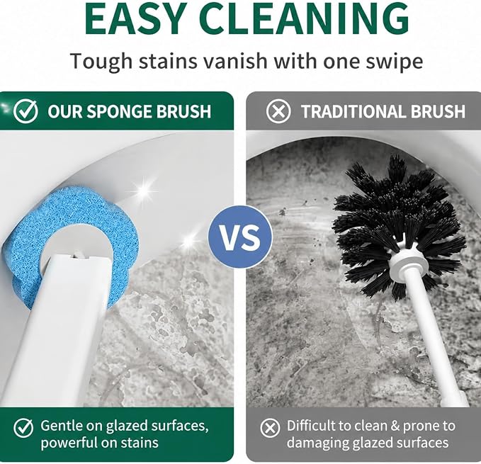 Disposable Toilet Brush with 48 Refills,Toilet Bowl Cleaner,Toilet Cleaning Supplies,Toilet Bowl Brush,Automatic lid-Opening and Closing Toilet Brush with Holder for Bathroom Deep Cleaning & Hygiene