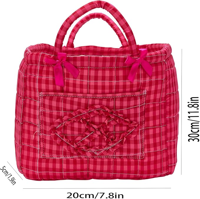 Boho Fabric Storage Basket Quilted Floral Print Baskets Organizer Bin with Handles for Home, Picnic, Shopping (A-Red 2, One Size)