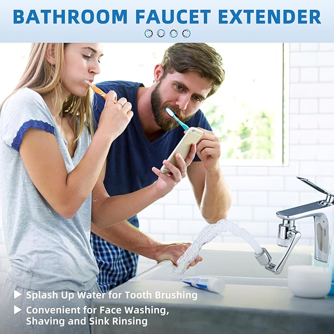 CECEFIN Sink Filter for Bathroom/Kitchen Water Faucet Extender, 1080 Swivel | 9pcs Cartridge,Reduce 99% Chlorine, NSF Test Water Filter for Skincare Face Wash, Brass Faucet Mount Purifier, 2-Mode Aerator