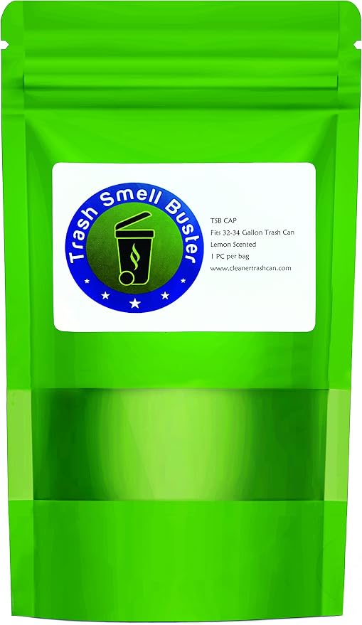 Outdoor Trash Can Lid Cover – 32 Gallon Elastic Seal, Odor Control, Lemon Scented, Chemical Free, Reusable 1 Pack